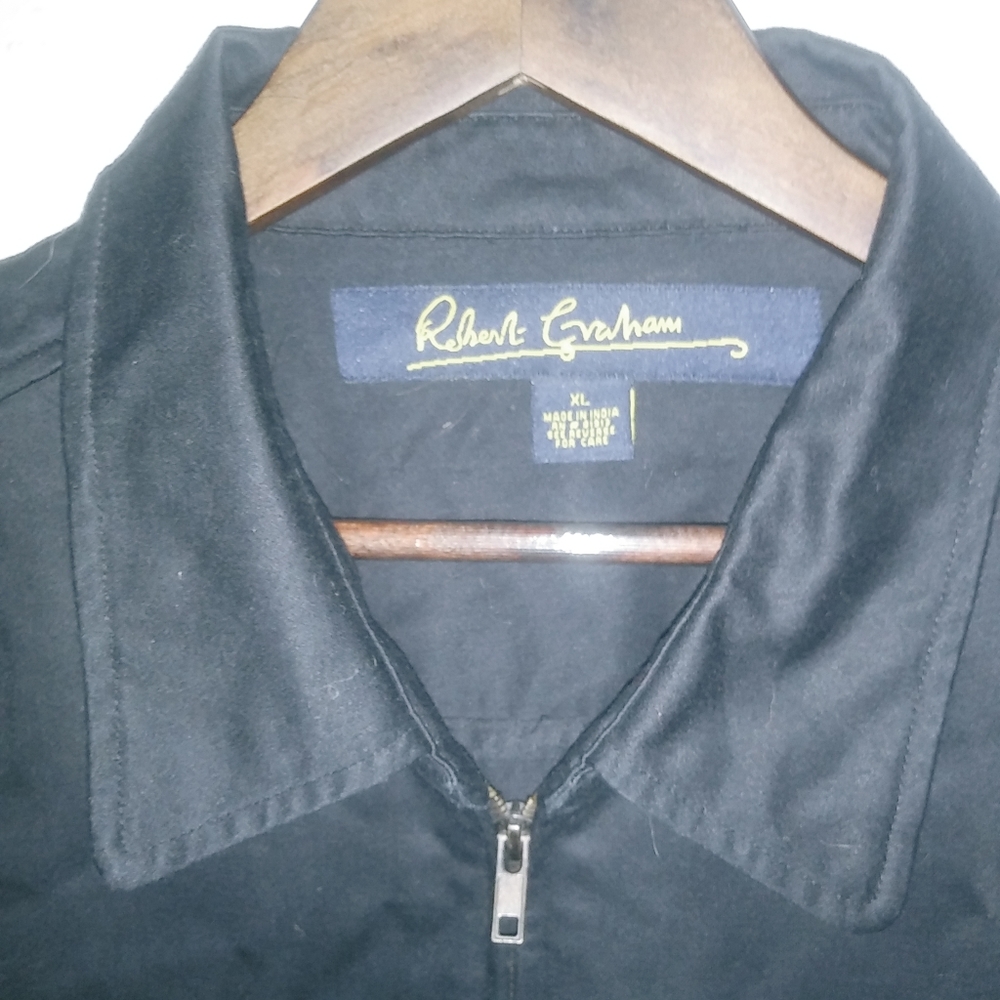 Robert Graham XL Mens Jacket Cotton Zip Front Pocketed Outerwear in Black - Picture 7 of 8